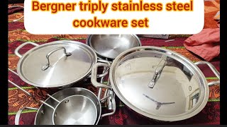 Bergner Triply Stainless Steel Cookware Set  Watch till the end [upl. by Ydnak]