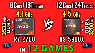 Ryzen 7 2700 OC vs Ryzen 9 5900x Test in 12 Games or R9 5900x vs R7 2700x [upl. by Argus]