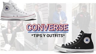 como USAR Y COMBINAR ★ CONVERSE hombres➲100 OUTFITS converse blancos negros bota larga [upl. by Heall]