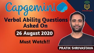 Capgemini English Questions asked on 26082020  Capgemini Verbal Ability  Must Watch [upl. by Salahcin]