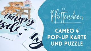 Silhouette Cameo 4  Popup Karte und Puzzle [upl. by Nirtak366]