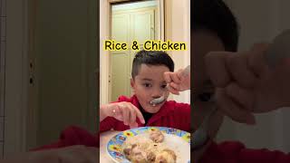 Chicken eating mukbang mukbang babyboy eating rice chicken shortsviral shorts [upl. by Aynotak]