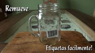 Como quitar etiquetas de los frascos de vidrio con aceite [upl. by Eladnek105]