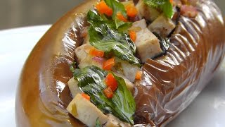 Vegan Vegetarisches Thai Rezept Ma kheau Yat Sai  Gefüllte Auberginen mit Tofu [upl. by Pas424]