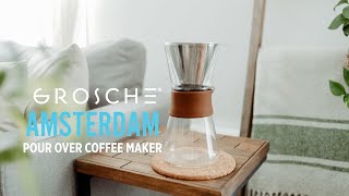 GROSCHE  Amsterdam Pour Over Coffee Maker with Removable Top [upl. by Eneja]