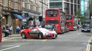 ARAB Chrome  Red Bugatti Veyron Accelerate Vs Novitec Ferrari 599 848 RACE In London [upl. by Mahoney73]