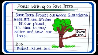 Poster writing on save trees  poster making on save trees easy [upl. by Hinkle]