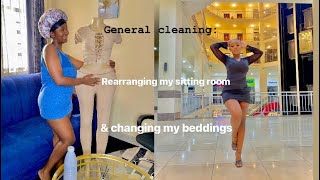 General cleaningRearranging my living room changing my beddings [upl. by Rutherfurd864]