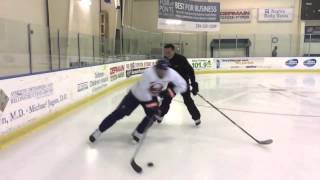 Kyle Okposo Training to Game Transfer 092814 vs Boston [upl. by Hannazus]