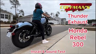 2023 Honda Rebel 300 Coffman Thunder Exhaust InstallationSound Test [upl. by Rayford]