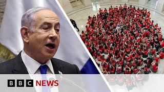 Israels Benjamin Netanyahu faces day of rage in Washington protesters say  BBC News [upl. by Atirat509]