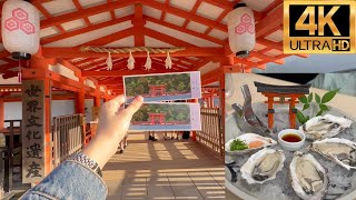 4K Miyajima Omotesando Shopping Street Walking Oyster Restaurant Japan Hiroshima Travel ASMR [upl. by Larissa]