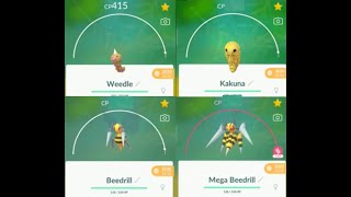 Weedle evolution into Kakuka Beedrill and Mega Beedrill in Pokemon GO [upl. by Lucienne]