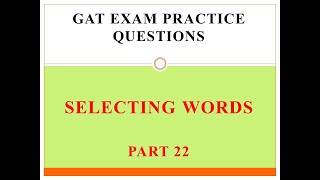 GAT Exam Practice Questions Part 22 [upl. by Orapma]