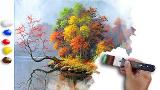 Acrylic Painting Landscape  Autumn in the Lake Timelapse  JMLisondra [upl. by Tema]