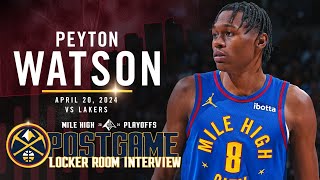 Peyton Watson Full Postgame Locker Room Interview vs Lakers 🎙 [upl. by Nosduh]