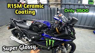 R15M Ceramic Coating 😍 Glossy Shine 🔥 Complete Details Mohite Vijay [upl. by Aiceila541]