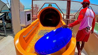 Riding the Disco Water Slide at Meryal Waterpark Qatar [upl. by Ilehs]