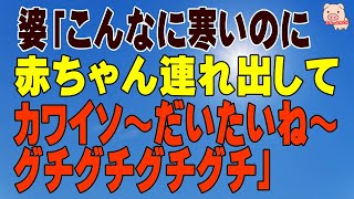 【スカッとする話 Ⅱ】婆「こんなに寒いのに赤ちゃん連れ出してカワイソ～だいたいね～グチグチグチグチ」（スカッとんCH） [upl. by Erehs]