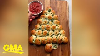 Watch these simple steps to make pullapart string cheese Christmas tree bread l GMA [upl. by Antony]