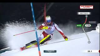 Manuel Feller 🇦🇹  Schladming AUT slalom 1st run January 24 2023 weareskiing atomic [upl. by Akcinat]