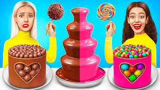 Chocolate Fountain Fondue Challenge  Candy amp Chocolate Food Battle by RATATA [upl. by Enoob]