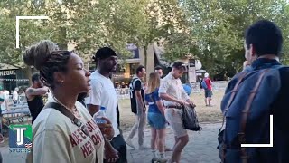 Savannah James MOVES French fan out of the way to PROTECT Bronny Bryce and Zhuri at Olympics [upl. by Surtimed]