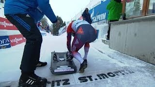 IBSF  Mens Skeleton World Cup 20132014  St Moritz Heat 1 Race 1 [upl. by Nerej]