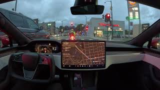 Raw 1x Tesla Full SelfDriving Beta 1212 First Drive Chestnut Street [upl. by Haila213]