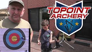 Topoint M3 compound bow Review  with my Nephew Oscar [upl. by Ahsenar]