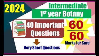 Inter 2024 Botany First Year Important Questions [upl. by Steffen953]