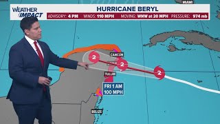 Hurricane Beryl update Cat 2 storm heading toward Yucatan Peninsula [upl. by Atok]