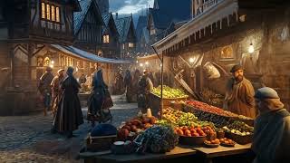 Midnight Stroll Through a Medieval Market  3 Hours [upl. by Rez]