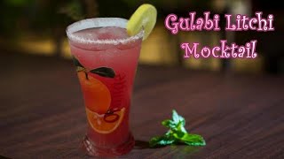 Gulabi Litchi Mocktail  Rose Litchi Mocktail in less than 2 min  3 ingredients only [upl. by Gustie]