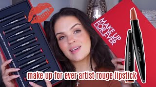 well these are kinda cool MAKE UP FOR EVER Rouge Artist Lipstick Review amp Swatches [upl. by Acirt]