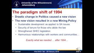 SAGA Talk  Prof Cawood Director Wits Mining Institute  SA Mineral Law and Policy [upl. by Kin]