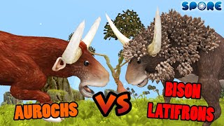 Aurochs vs Bison Latifrons  Cenozoic Era Battle S3E1  SPORE [upl. by Llen]