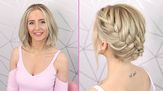 Super Easy Braided Updo For Short Hair💖 [upl. by Gnourt442]