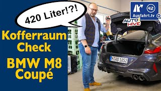 KofferraumCheck BMW M8 Coupé G15  was passt in den Kofferraum Fahrrad Leiter Koffer [upl. by Strander76]