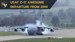 USAF C17 takeoff at Abbotsford Intl Airport  YXX [upl. by Anneis]