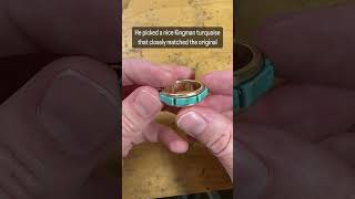 Turquoise and gold inlay ring repair [upl. by Devora441]