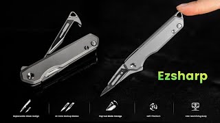 Now on Kickstarter Ezsharp Titanium Utility Knife With Quick Release Backup Blades [upl. by Aimee]