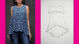 Gathered Yoke Neckline Top  How to make Designer Top Part 1  Cutting [upl. by Enala65]