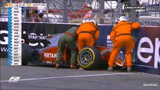 FIA Formula 2 Monaco 2018 Crash Highlights French Commentary [upl. by Eentruok]