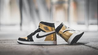 Review amp OnFeet Air Jordan 1 Retro High OG NRG quotGold Toequot [upl. by Lenroc476]