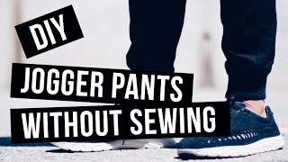 DIY HOW TO MAKE JOGGER PANTSCUFFS  NO SEWING [upl. by Breana837]