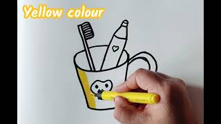 Toothpaste brush in cup drawing  how to draw a cup with tooth paste and tooth brush [upl. by Ebert]