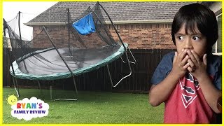 Scary Storm blew away our trampoline and Lights Went Out with Ryans Family Review [upl. by Azzil]