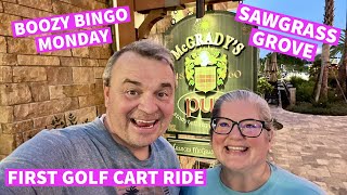 The Villages Lifestyle Golf Cart Ride amp Boozy Bingo 🍻 McGradys Pub Sawgrass Grove [upl. by Euseibbob]