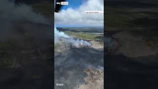 Lava appears near erupting Hawaiian volcano [upl. by Eyaf]